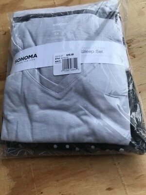 Sonoma 3X Women’s Piece Sleep Set Grey T-shirt, Black - Image 1 of 4