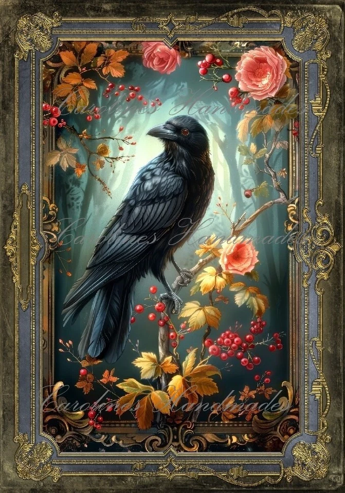 Bloque de edredón de tela de algodón de diseñador floral de cuervo negro multitamaño Foto 1 de 1