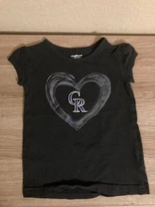 Colorado Rockies T Shirt 3T MLB Genuine Merchandise Black Short Sleeve Heart - Picture 1 of 3