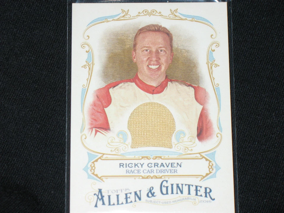 RICKY CRAVEN  2016 TOPPS ALLEN & GINTER  sports heroes  RACE WORN FIRE SUIT CARD - Image 1 of 1