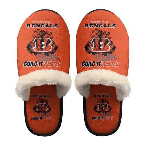 Cincinnati Bengals Unisex Plush Slippers Bedroom Indoor Fleece Anti-slip Shoes Cover