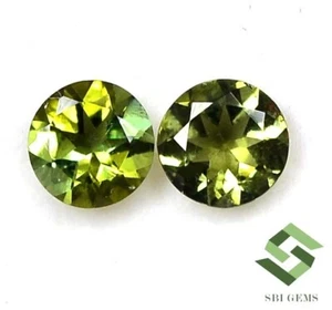Certified Natural Green Tourmaline Round Cut Pair 5 mm 0.96 CTS Loose Gemstones - Picture 1 of 6