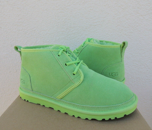 UGG NEUMEL STIVALETTI STRINGATI IN LANA SCAMOSCIATA VERDE PARROCCHETTO DONNA US 10 41 ~NUOVI