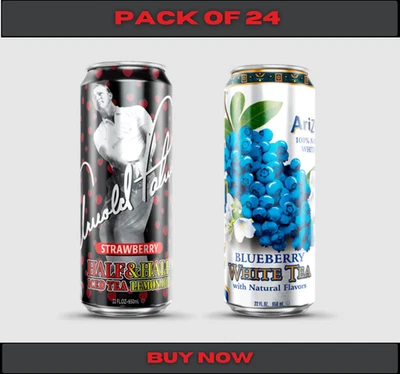 Arizona Black & White Tea & Arnold Palmer Fresa - Paquete de 24 latas grandes 23 oz Foto 1 de 3