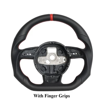 Full Leather Steering Wheel W/Finger Grips For Audi B8 A3 A4 A5 S3/4 SQ5 RS5 12+ - Image 1 of 4