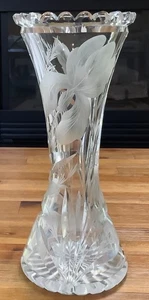 C. 1910’s Hawkes ABP Bleiglas Vase Gravic Intaglio Cut Satin Iris 8” Tall - Bild 1 von 23