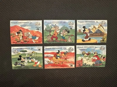 Grenada  - Disney Characters Australia Adventure Stamps MNH , Set of 6 - Image 1 of 2