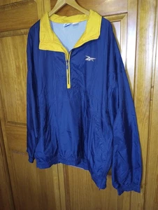 Reebok Mens XXL Windbreaker 1/4 zip Blue w/ Yellow Trim 2 Pckts side zip @ waist - Picture 1 of 23