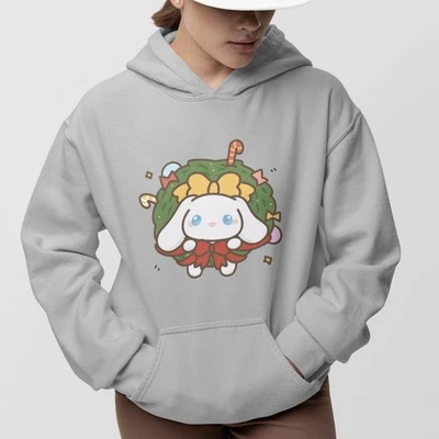 Cinnamoroll Navidad Sudadera con Capucha Linda Sanrio Fiesta Corona Gráfico Unisex Pullover Foto 1 de 4
