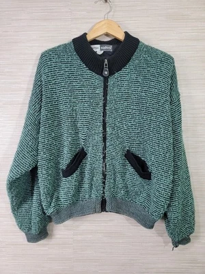 Женский вязаный свитер куртка на молнии спереди Jamie Sadock зеленый черный размер M - Изображение 1 из 4