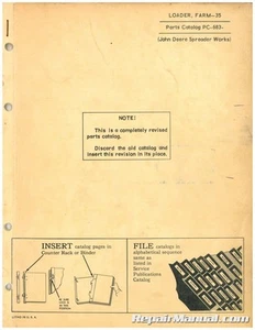 Used John Deere 35 Farm Loader Parts Manual - Picture 1 of 1