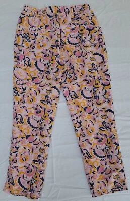 J Crew Pull On Silk Dress Pants in Paisley Swirl Pink  Size 4 - Image 1 of 4