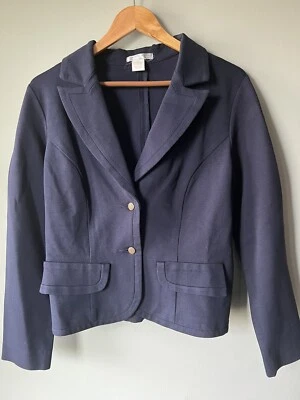 Alberto Makali Womens Short Navy Blue Tailored Pointed Collar Blazer Size L (10) - Image 1 of 4