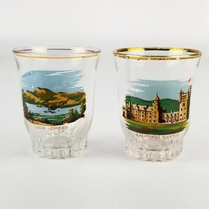 Scottish Scenes - Set of 2 French Shot Glasses, Loch Lomond & Balmoral Castle - Picture 1 of 7