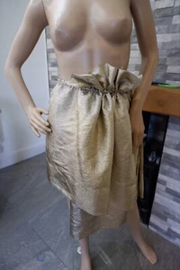 Stella McCartney Womens Metallic Gold Skirt Size 42 Uk 12 Ruffle Asymmetric - Picture 1 of 9