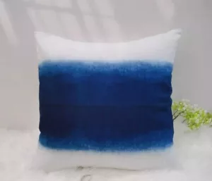 Indigo Shibori Pillowcase - Handmade Tie Dye Cotton Linen Cushion Cover, 18" - Picture 1 of 4