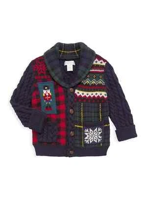Cardigã Polo Ralph Lauren bebê patchwork intársia xale colarinho 9 12 M $225 - Imagem 1 de 4