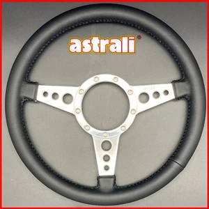 Volante de cuero genuino para automóvil clásico de 14" pulgadas se adapta a Moto Lita Boss - Imagen 1 de 8