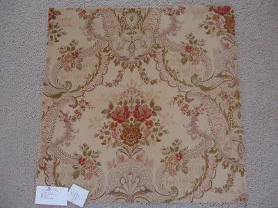 Designer Fabric Sample KRAVET Gairdner 24" SQ Floral Cotton VELVET Beige K-4 - Image 1 of 3