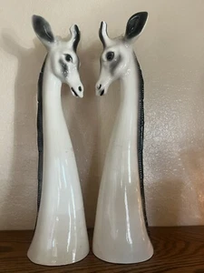 Mid Century MCM giraffe bust statue PAIR Maximalist Dopamine Boho Chic 17.5” YB3 - Picture 1 of 7