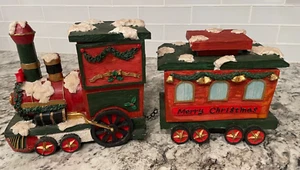 Vintage Christmas Decorative Train Set Santa Engine and Caboose - Picture 1 of 11