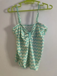 Juicy Couture Tankini Top Womens Extra Large Blue Aztec Tribal Chevron Boho Y2K - Picture 1 of 5
