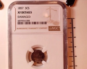 3 CENT PIECE. 1857. SILVER. EXTRA FINE DETAILS - Picture 1 of 4