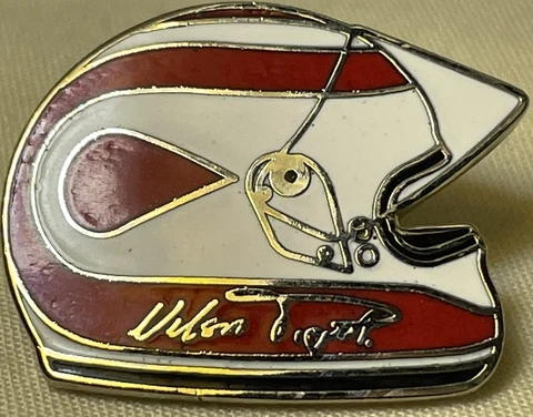 Vintage Nelson Piquet Formula One Driver Enamel Helmet Original Hat Pin New Cover