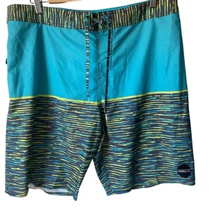 Oneill Hyperfreak boardshorts swim trunks blue yellow stripes men 36 - Picture 1 of 7
