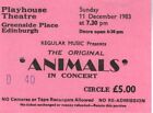 Original Animals Edinburgh Playhouse Theatre 11th December 1983 ticket UK 1983