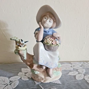 NADAL Spain SPRING TIME DREAMING # 2541 Girl Birds Flowers 8" Porcelain Figurine - Picture 1 of 12
