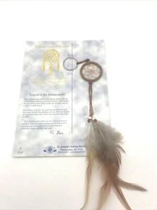 Dream Catcher 1.5" Keychain with Feathers & Beads Brown Color South Dakota - Picture 1 of 5