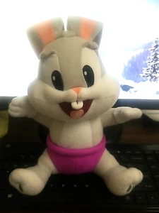 COMMONWEALTH BUNNY RABBIT WHITE STUFFED ANIMAL, 9" TALL STAND ALONE/GIFT - Picture 1 of 2