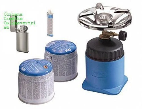 CFH Fornello a gas da campeggio Happy Camper 52402 + benzina + accendino benzina