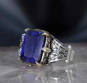 Anillo de hombre de plata de ley 925 con piedra de circonita - Imagen 1 de 3