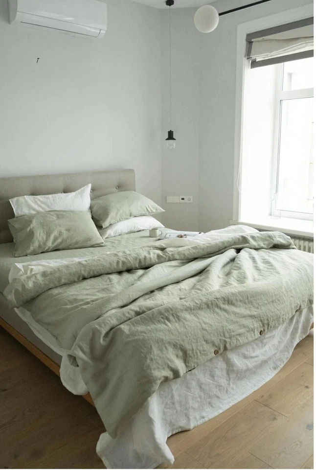 Linen Duvet covers King Queen Custom Size Duvet Covers Sage Green Bedding Set - Image 1 of 4