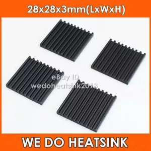 4 szt. Czarny 28 * 28 * 3mm Aluminiowy chip Radiator Chłodzenie do układu scalonego RAM AMD Chipset - Zdjęcie 1 z 9