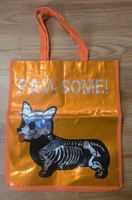 Bolso grande de golosinas de Halloween Pawsome! Skeleton Dog Naranja 14X12X3 (Tote P) Foto 1 de 2