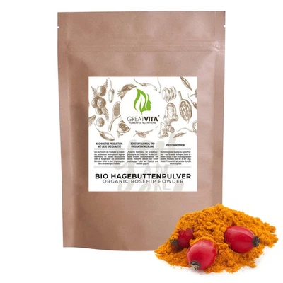GreatVita Bio Hagebuttenpulver | AUSWAHL | Hagebutte gemahlen, natürlich & rein - Bild 1 von 4