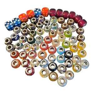 Vintage Murano Blown Art Glass Beads Charms Sterling Silver Assorted Lot 76 Pcs - Picture 1 of 21