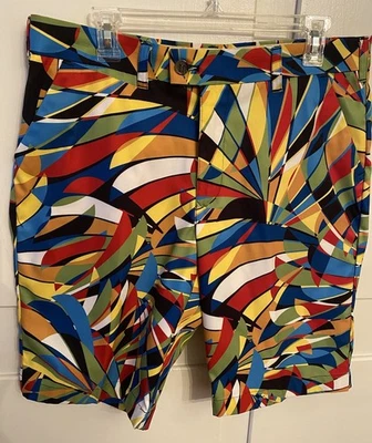 Pantalones cortos de golf chinos multicolores Loudmouth 34 para hombre con estampado de tucán entrepierna de 11” Foto 1 de 4