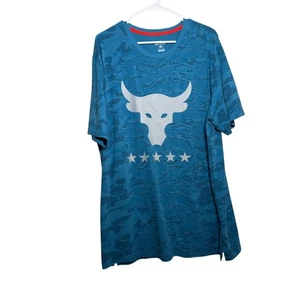 Under Armour T-Shirt Men's XXL Blue Short Sleeve Project Rocket Brahma Bull - Picture 1 of 9