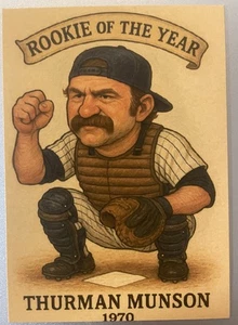 Yankees Caricatures Custom Card - 1970 Rookie Of The Year - Munson - Picture 1 of 2