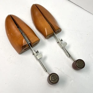 Florsheim Shoe Trees Adjustable Stretchers Wooden Metal Barrel Vintage Pair - Picture 1 of 12