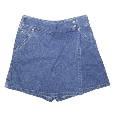 WEST PORT Womens Blue Denim Skort Casual Cotton Blend Short Size M Pockets - Image 1 of 4