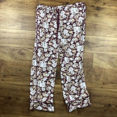 Pantalones de pijama florales blancos burdeos para mujer de Lucky Brand Talla L Foto 1 de 4