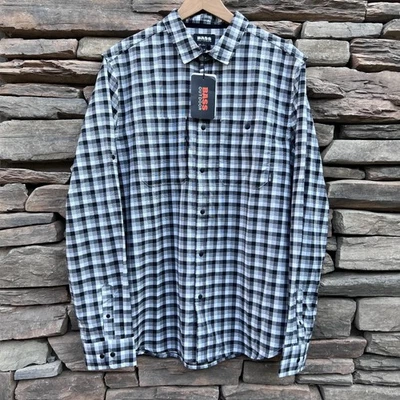 Bass Outdoor Shirt Mens Large Black Gray Plaid Long Sleeve B Flex Shield UPF 50 - Image 1 of 4