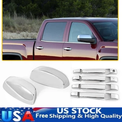 Cubierta de manija de puerta cromada + espejo superior Silverado Sierra 1500 GMC Sierra 2007-13 Foto 1 de 4