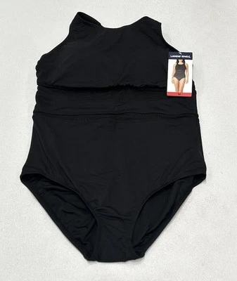 Lands' End Women's High Neck One-Piece Swimsuit, Black, Size M - Image 1 of 4
