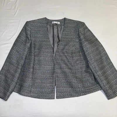 Tahari Arthur S Levine Textured Tweed Blazer Womans Plus 22W Green Black EUC - Image 1 of 4